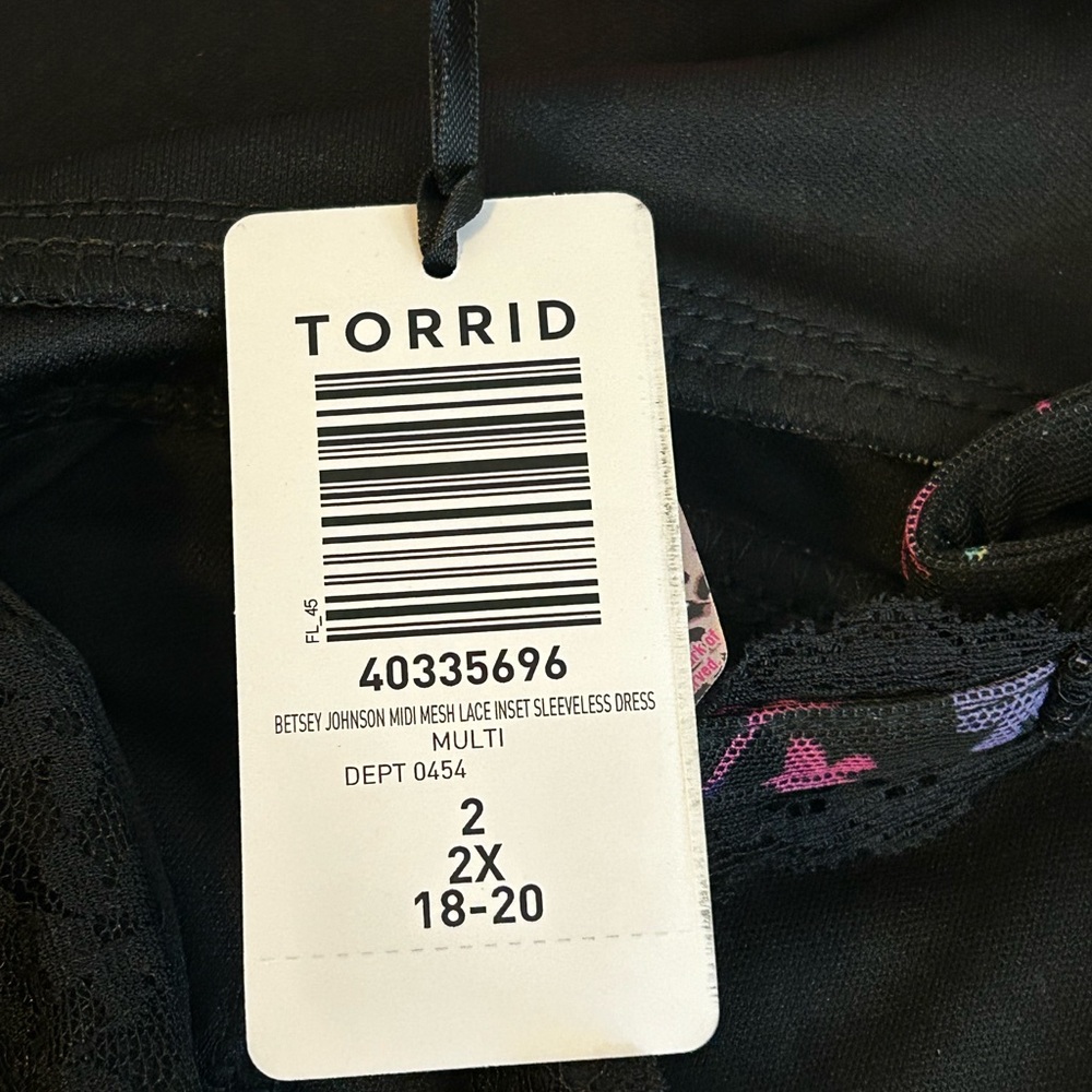 NWT torrid & Betsy Johnson collab Black Midi Dress with Pink and purple Floral - Picture 6 of 12